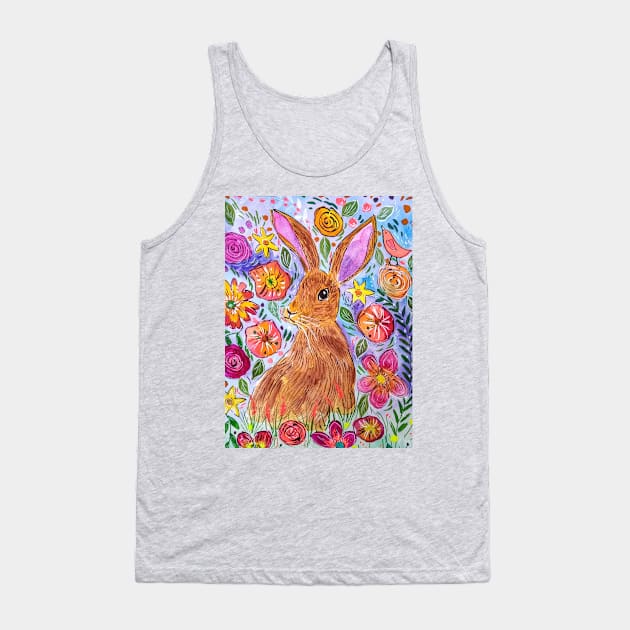 Hare among Flowers Tank Top by Casimirasquirkyart